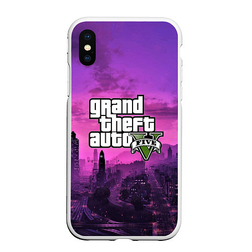 Чехол iPhone XS Max матовый GTA ONLINE 5 / 3D-Белый – фото 1