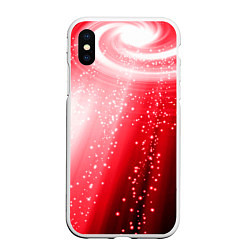 Чехол iPhone XS Max матовый Красная космическая спираль, цвет: 3D-белый