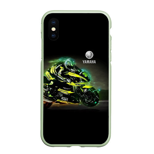 Чехол iPhone XS Max матовый YAMAHA - famous racing team! / 3D-Салатовый – фото 1