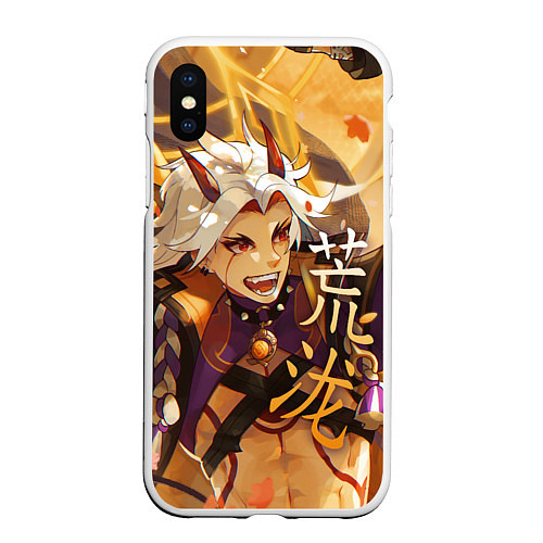 Чехол iPhone XS Max матовый Genshin Impact Arataki Itto / 3D-Белый – фото 1