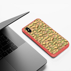 Чехол iPhone XS Max матовый Гамбургеры Hamburgers, цвет: 3D-красный — фото 2