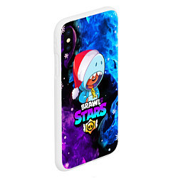 Чехол iPhone XS Max матовый LEON SHARK НОВОГОДНИЙ BRAWL STARS НЕОНОВЫЙ ОГОНЬ, цвет: 3D-белый — фото 2