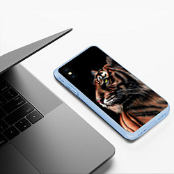 Чехол iPhone XS Max матовый Тигр в Темноте Взгляд Вверх, цвет: 3D-голубой — фото 2