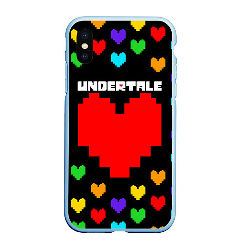 Чехол iPhone XS Max матовый UNDERTALE HEART COLOR HEROES / 3D-Голубой – фото 1