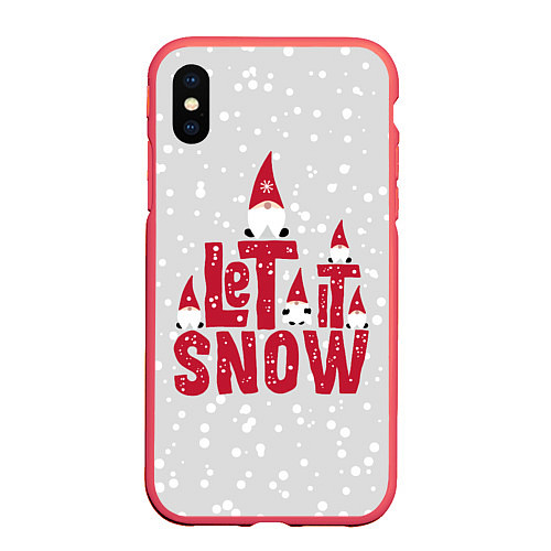 Чехол iPhone XS Max матовый Let it snow - пусть идет снег / 3D-Красный – фото 1