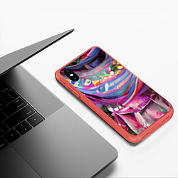 Чехол iPhone XS Max матовый Новогодний конфетти, цвет: 3D-красный — фото 2