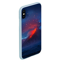 Чехол iPhone XS Max матовый Извержение вулкана ночью, цвет: 3D-голубой — фото 2