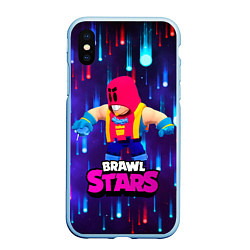 Чехол iPhone XS Max матовый GROM BRAWL STARS ГРОМ БРАВЛ СТАРС, цвет: 3D-голубой