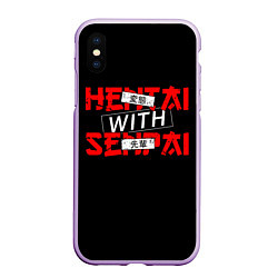 Чехол iPhone XS Max матовый HENTAI WITH SENPAI, цвет: 3D-сиреневый