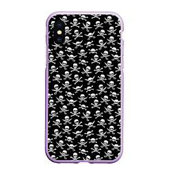 Чехол iPhone XS Max матовый Roger skull, цвет: 3D-сиреневый