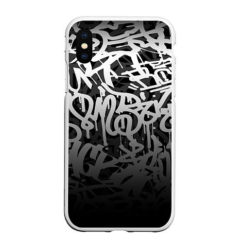 Чехол iPhone XS Max матовый GRAFFITI WHITE TAGS ГРАФФИТИ / 3D-Белый – фото 1