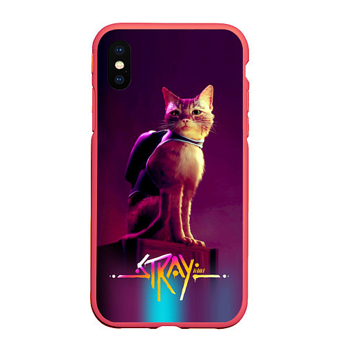 Чехол iPhone XS Max матовый Stray cat кот бродяга / 3D-Красный – фото 1