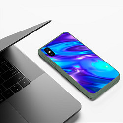 Чехол iPhone XS Max матовый Neon Holographic, цвет: 3D-темно-зеленый — фото 2