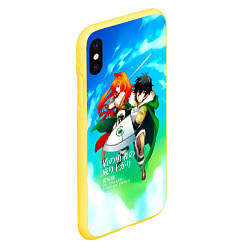 Чехол iPhone XS Max матовый The Rising of the Shield Hero - Наофуми и Рафталия, цвет: 3D-желтый — фото 2