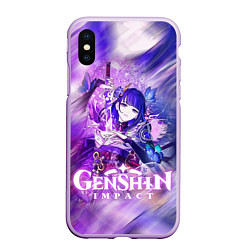 Чехол iPhone XS Max матовый SHOGUN RAIDEN NEON KATANA, GENSHIN IMPACT