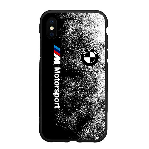 Чехол iPhone XS Max матовый БМВ Черно-белый логотип / 3D-Черный – фото 1