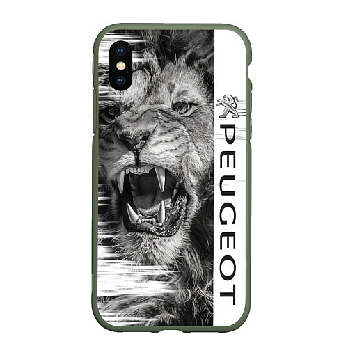 Чехол iPhone XS Max матовый Peugeotlion / 3D-Темно-зеленый – фото 1