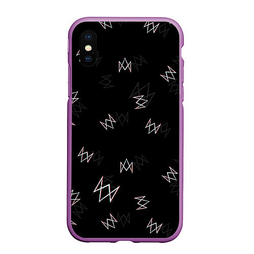 Чехол iPhone XS Max матовый WATCH DOGS GLITCH FOX LOGO / 3D-Фиолетовый – фото 1