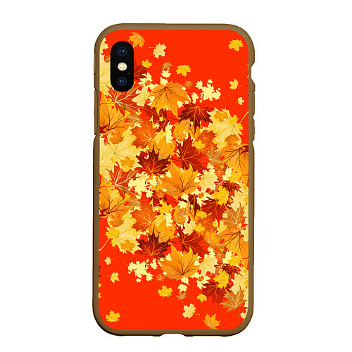 Чехол iPhone XS Max матовый Кленовый листопад / 3D-Коричневый – фото 1