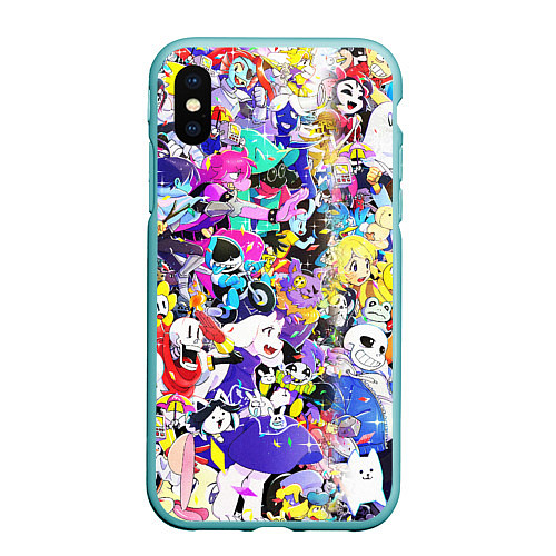 Чехол iPhone XS Max матовый UNDERTALE PATTERN HEROES, ВСЕ ГЕРОИ ИГРЫ / 3D-Мятный – фото 1