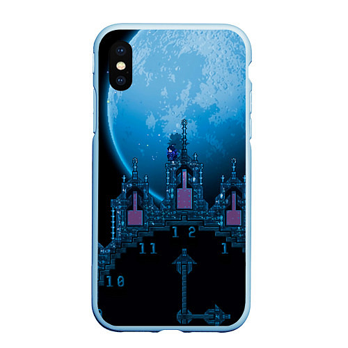 Чехол iPhone XS Max матовый Terrarians moon / 3D-Голубой – фото 1