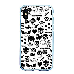 Чехол iPhone XS Max матовый UNDERTALE WHITE PATTERN, цвет: 3D-голубой