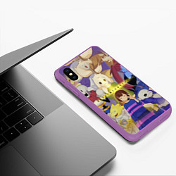 Чехол iPhone XS Max матовый FRISK UNDERTALE, ALL HEROES GAME, цвет: 3D-фиолетовый — фото 2