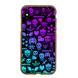 Чехол iPhone XS Max матовый UNDERTALE NEON PATTERN УЗОР, цвет: 3D-коричневый