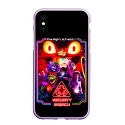 Чехол iPhone XS Max матовый Five nights at freddys security breach, цвет: 3D-сиреневый