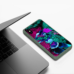 Чехол iPhone XS Max матовый KDA NEON DRAGONS LEAGUE OF LEGENDS НЕОНОВЫЕ ДРАКОН, цвет: 3D-темно-зеленый — фото 2