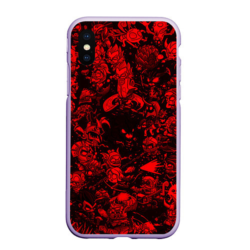 Чехол iPhone XS Max матовый DOTA 2 HEROES RED PATTERN ДОТА 2 / 3D-Светло-сиреневый – фото 1