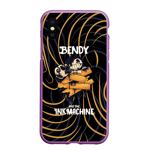 Чехол iPhone XS Max матовый Бенди и чернильная машина Bendy and the Ink Machin / 3D-Фиолетовый – фото 1