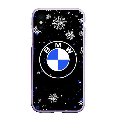 Чехол iPhone XS Max матовый НОВОГОДНИЙ БМВ НОВЫЙ ГОД BMW / 3D-Светло-сиреневый – фото 1