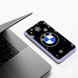 Чехол iPhone XS Max матовый НОВОГОДНИЙ БМВ НОВЫЙ ГОД BMW, цвет: 3D-светло-сиреневый — фото 2