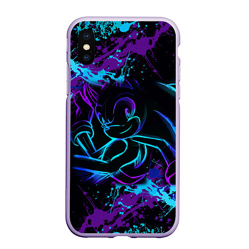 Чехол iPhone XS Max матовый SONIC NEON СОНИК НЕОН / 3D-Светло-сиреневый – фото 1