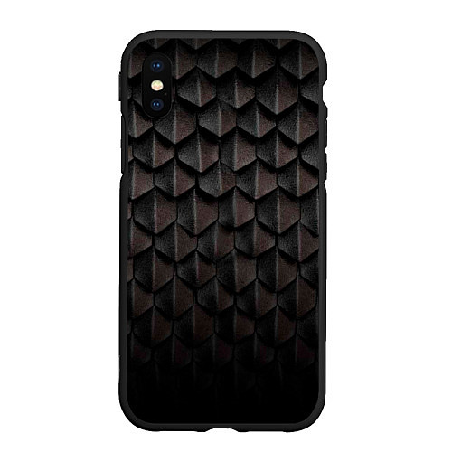 Чехол iPhone XS Max матовый Чешуя Дракона black edition / 3D-Черный – фото 1