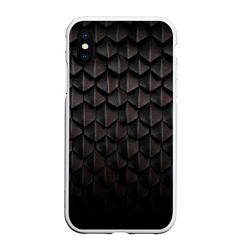 Чехол iPhone XS Max матовый Чешуя Дракона black edition / 3D-Белый – фото 1