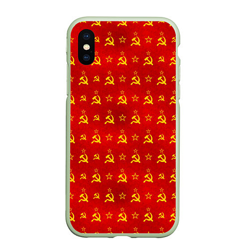 Чехол iPhone XS Max матовый Серп и Молот - СССР / 3D-Салатовый – фото 1