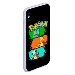 Чехол iPhone XS Max матовый Стартовые покемоны - Pokemon, цвет: 3D-светло-сиреневый — фото 2