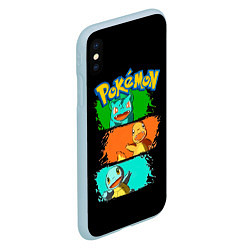 Чехол iPhone XS Max матовый Стартовые покемоны - Pokemon, цвет: 3D-голубой — фото 2