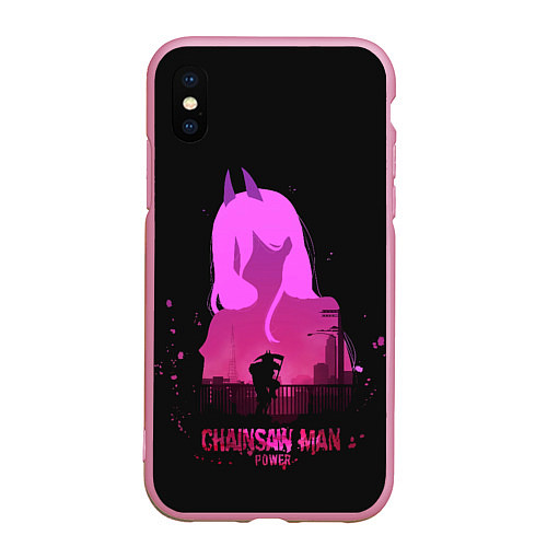 Чехол iPhone XS Max матовый Chainsaw Man Power / 3D-Розовый – фото 1