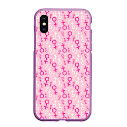 Чехол iPhone XS Max матовый Гендерный Женский Знак Венеры, цвет: 3D-фиолетовый