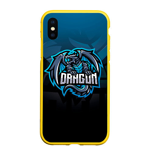 Чехол iPhone XS Max матовый Дракон dragon / 3D-Желтый – фото 1