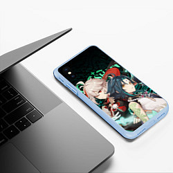 Чехол iPhone XS Max матовый КАЗУХА И СЯО XIAO AND KAZUHA GENSHIN, цвет: 3D-голубой — фото 2