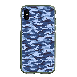 Чехол iPhone XS Max матовый Синий Камуфляж Camouflage, цвет: 3D-темно-зеленый