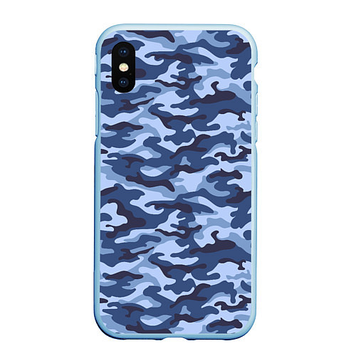 Чехол iPhone XS Max матовый Синий Камуфляж Camouflage / 3D-Голубой – фото 1