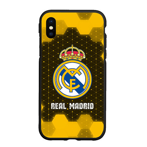 Чехол iPhone XS Max матовый РЕАЛ МАДРИД Real Madrid Графика / 3D-Черный – фото 1