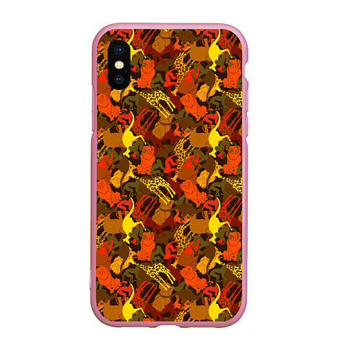 Чехол iPhone XS Max матовый Зверинец животные / 3D-Розовый – фото 1