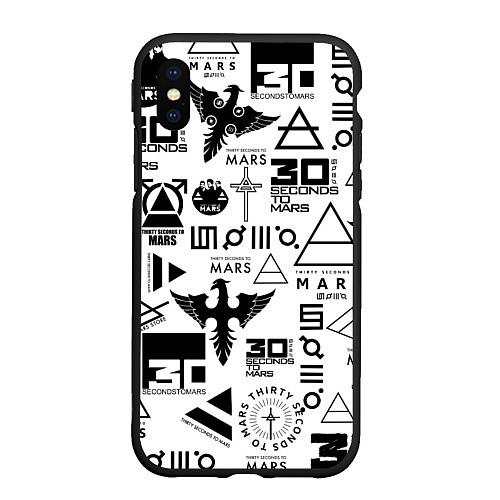 Чехол iPhone XS Max матовый 30 Seconds to Mars паттерн / 3D-Черный – фото 1