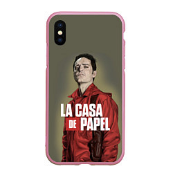 Чехол iPhone XS Max матовый БУМАЖНЫЙ ДОМ БЕРЛИН - LA CASA DE PAPEL, цвет: 3D-розовый